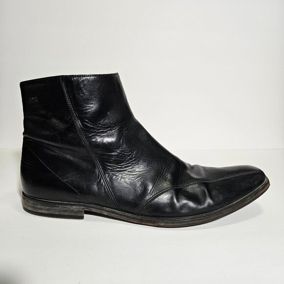 Hugo Boss Black Leather Side Zip Ankle Boots main image 11